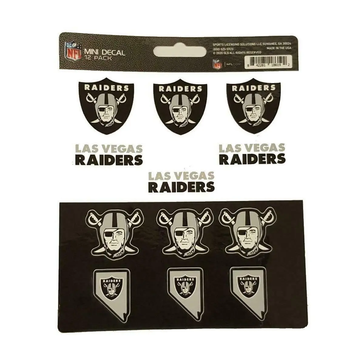 Fanmats Las Vegas Raiders 12-Piece Vinyl Waterproof Truck Decal Set - Sticker for Cars, Universal Car Sticker, Laminated Sports Collectibles Accessory