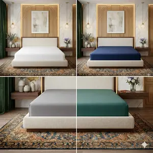 Fitted Sheet 25cm Deep Pocket Mattress Cover Microfiber Bed Sheet Elastic All Around Soft Breathable Wrinkle Resistant Non Slip Bedding for Single Double Queen King Size Beds