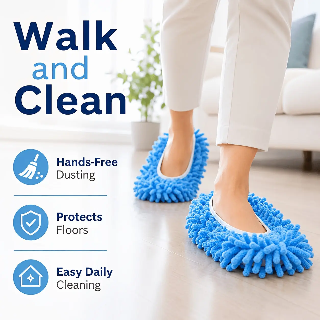 Reusable Microfiber Mop Slippers & Shoe Covers – Washable Floor Cleaning Socks