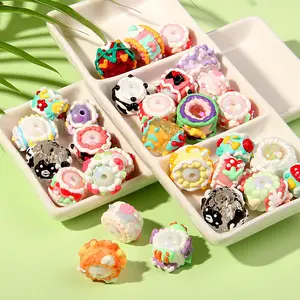 16mm Round Hand-Painted Acrylic Loose Beads, Mixed-Style Colorful DIY Bead Set for Phone Charms, Bracelets, Keychain Jewelry Making, Craft Supplies for Girls