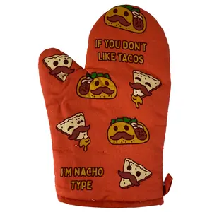 If You Don't Like Tacos I'm Nacho Type Oven Mitt Funny Mexican Food Kitchen Glove Funny Graphic Kitchenware Bakeware Cinco De Mayo  Novelty Cookware Orange
