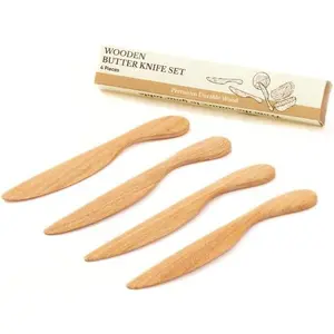 6.3" Wooden Butter  Set (4Pcs), Spreaders for Nutella, Jam, Jelly, Cream, Cheese, Peanut, Sandwich, spreader