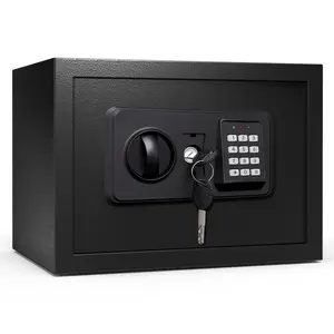 Depository Small Home Safe Fire and Waterproof, Anti-theft Fireproof Safe Box with Digital Keypad, Spare Keys and Removable Shelf, Personal Safes for Home Office Hotel Business  Money Medicine Valuables