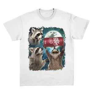 🦝[100%cotton]Three Raccoons Dr Pepper Vintage T-Shirt – Funny Dank Meme Graphic Tee, Unisex Cotton Streetwear Top, Casual Short Sleeve Shirt for Men & Women, Soft Oversized Summer Tee, Viral TikTok Outfit, Gift for Meme Lovers & Animal Fans