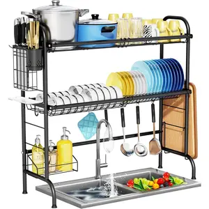 Over The Sink Dish Drying Rack, 3-Tier Stainless Steel Large Over The Sink Dish Rack with Utensil Holder Dish Drainers for Kitchen Counter