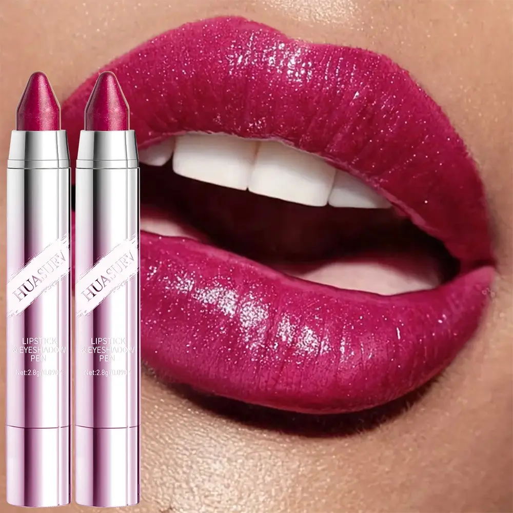 Two-Piece Huasurv Lipstick Eyeshadow Combo, Eye Lip Kit, Makeup, Shimmer Finish, Natural Moisturizing, Hydrating, Brightening, Long-Lasting, Hs2983-01
