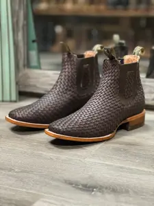 110 BOTIN PETATILLO BROWN MENS WOVEN LEATHER CHELSEA BOOTS WESTERN COWBOY