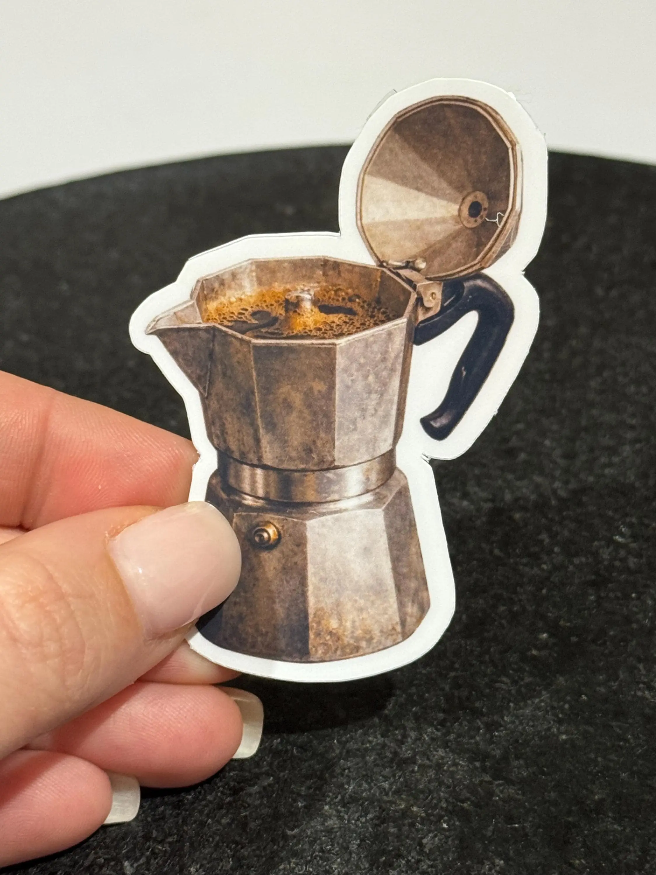 Vintage Moka Pot Sticker | Espresso Maker Decal, Coffee Lover Laptop Water Bottle Sticker