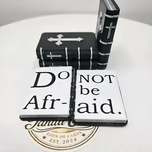 Magnetic Fidget Toy - Bible Shape with "Do Not Be Afraid" Phrase - 3D Printed PLA Filament - Silk Silver Cross & Page Edges - Satisfying Snapping Sound - Compact 2x1.5 Inches