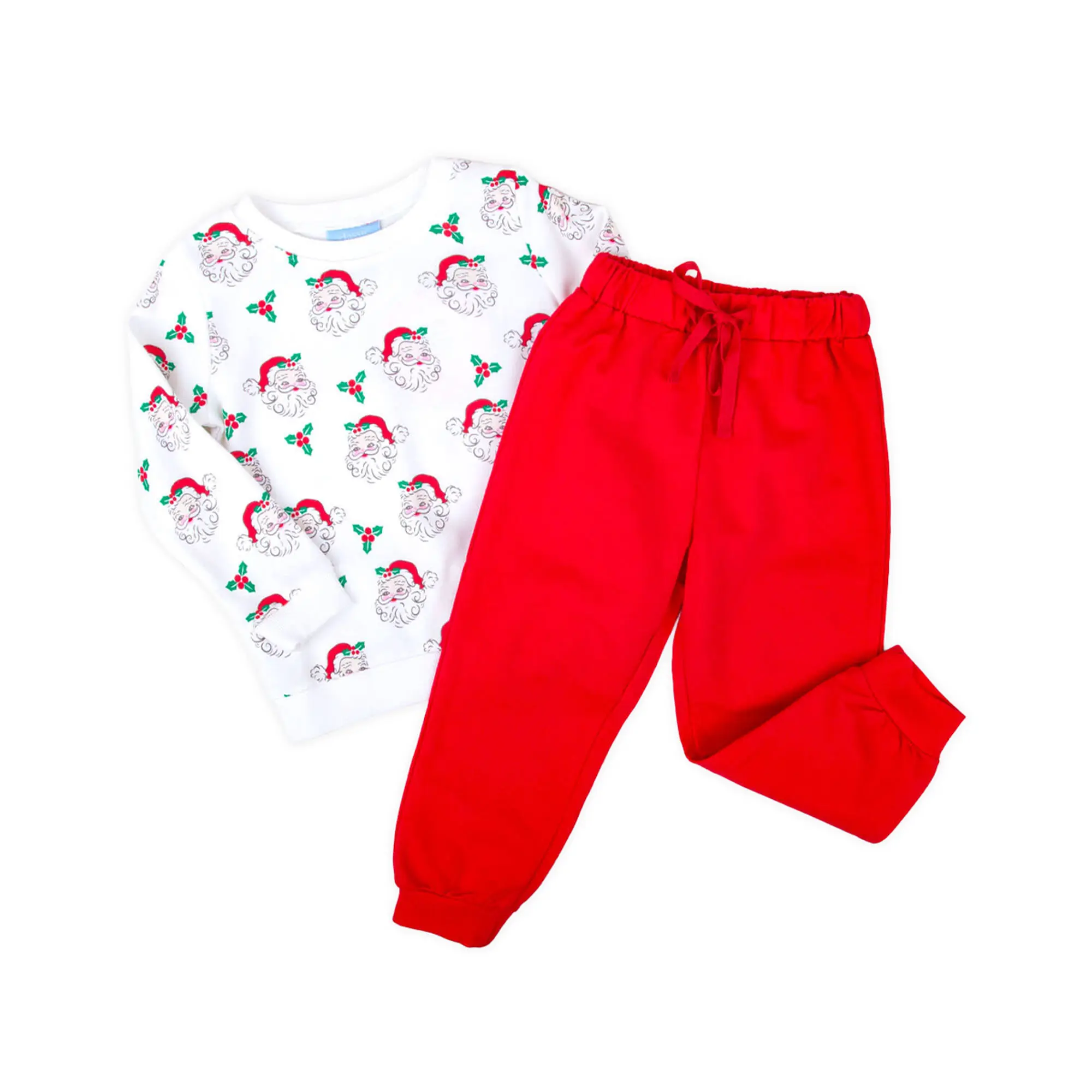Vintage Santa Jogger Set - Unisex Kids Sweatshirt & Sweatpant Set for Christmas