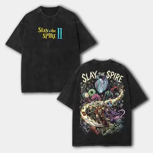 Slay The Spire Ironclad Silent Defect Watcher Washed Tshirt, Oversized Cotton Tshirt | Menswear Streetwear Crewneck Gamer Tee