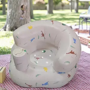 Foldable Inflatable Sofa Seat, Cute Lemon Print, Portable Safety Backrest Design, Soft Material, Suitable for Ages 3+, Home Living Room