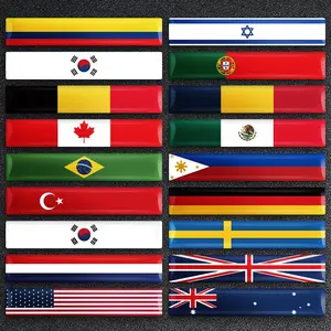 3D Epoxy Reflective National Flag Stickers Decal Auto Motorcycle Accessories Malaysia Greece Russia Germany Kazakhstan Portugal