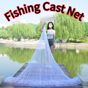 Fishing Cast Net AH2333581 Durable Monofilament White PVC Fishnet with Large Net Pocket for Freshwater Saltwater Fish Shrimp Minnow Bait Easy Setup Strong Design for Anglers Fishermen Teachers Father's Day Gift
