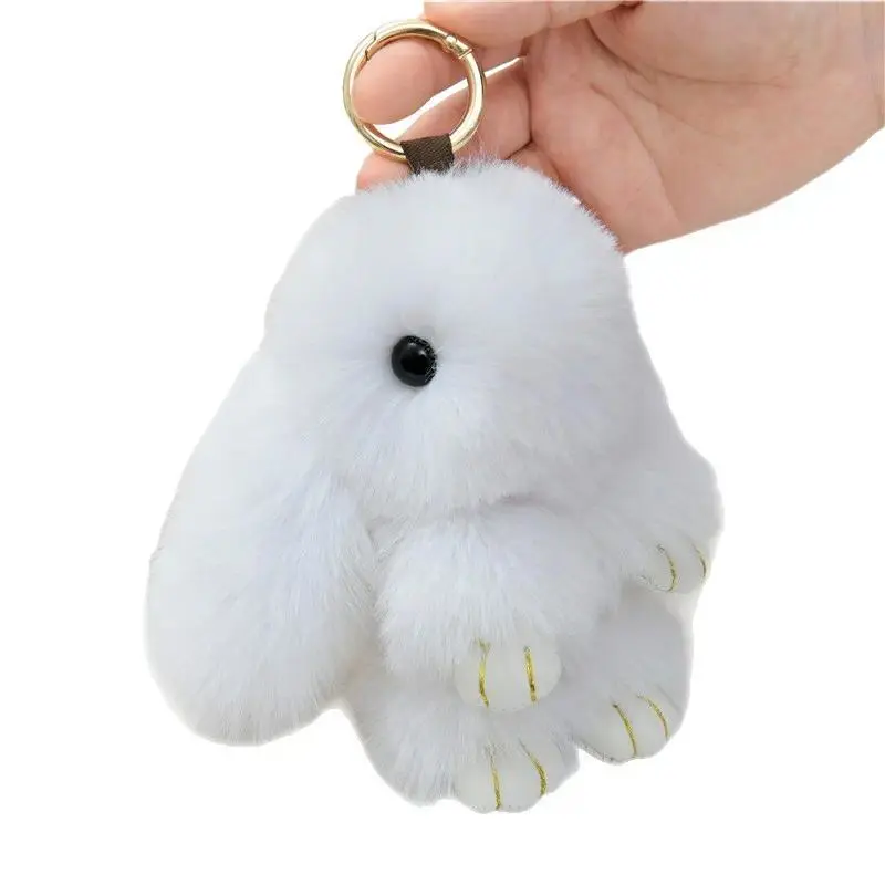 Soft and cute bunny keychain, faux rabbit fur fluffy keychain, bunny plush key ring for women. fathersdaygiftideas