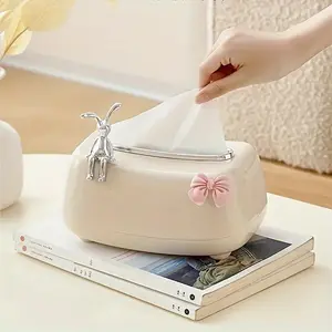 Cute Rabbit Paper Towel Holder, Napkin Dispenser Container, Tissue Box, Desktop Organizer Box, Bathroom Living Room Bedroom Storage, Bathroom Counter Organizer, Bathroom Organizing Accessories