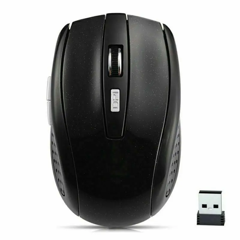 2.4GHz Wireless Optical Mouse & USB Receiver For PC Laptop Computer DPI USA (Black)