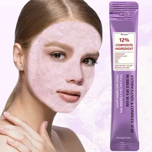 lansiyi Anthocyanin Complex Acid Bubble Spa Mask Small Bubble Mask Deep Cleansing Spontaneous Bubbles Apply Skin Cleansing Mud Mask Pores Blackhead Removing Moisturizing Refreshing Apply Mask