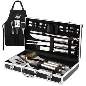Kaluns Grilling Accessories, Complete Set of 21 Grill Tools, Heavy Duty Stainless Steel BBQ Grill Set