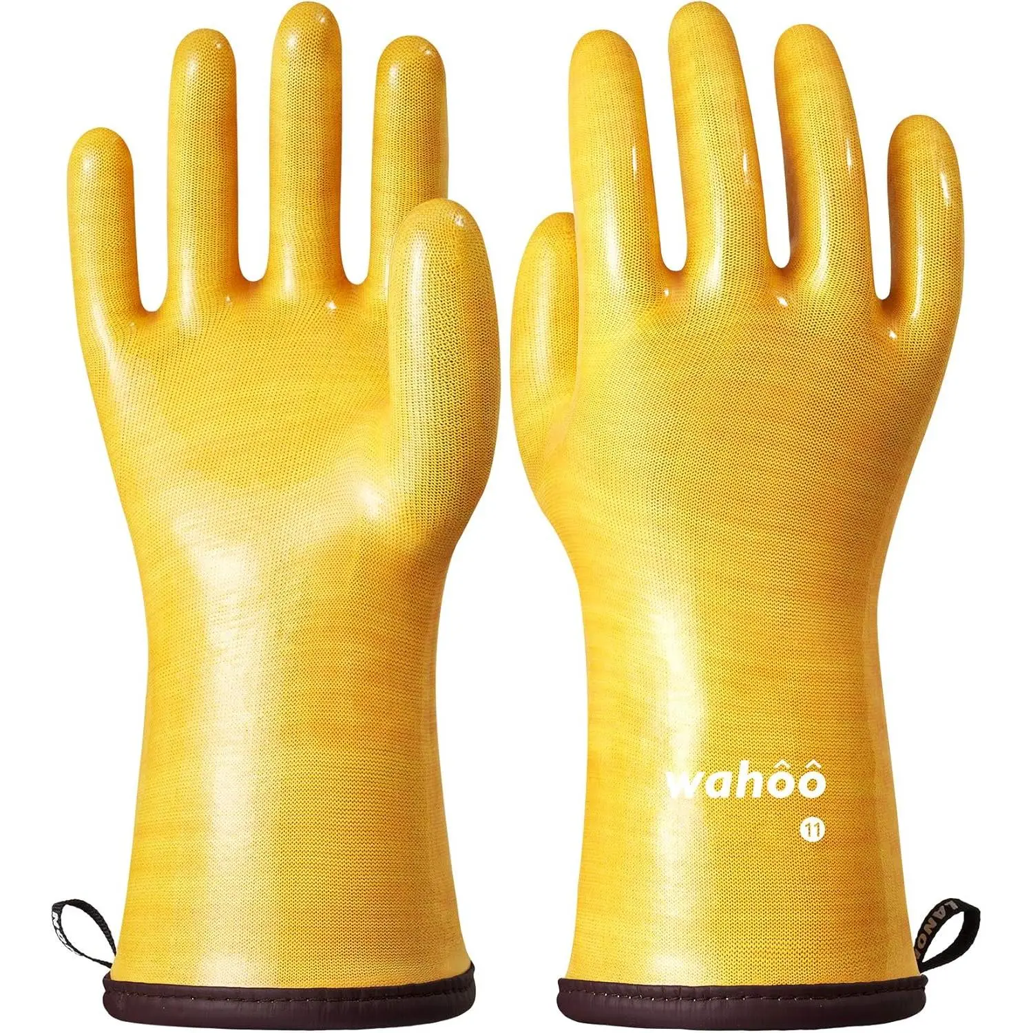 Wahoo Liquid   Oven Gloves, -Contact Grade, Heat Resistant Gloves for Cooking, Grilling, Baking, Yellow, XXL/11