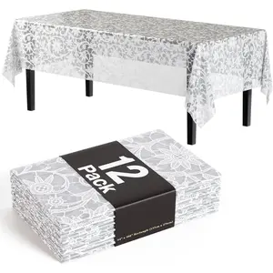Lace table cloth rectangle table 12pack tablecloths plastic table cloth disposable 54 x 108 clear table cover white table cloth rectangle rectangle tablecloth lace tablecloth