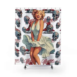Glamorous Vintage Shower Curtain - Marilyn Monroe Design, Retro Bathroom Decor, Unique Gifts, Skull Art, Hollywood Theme
