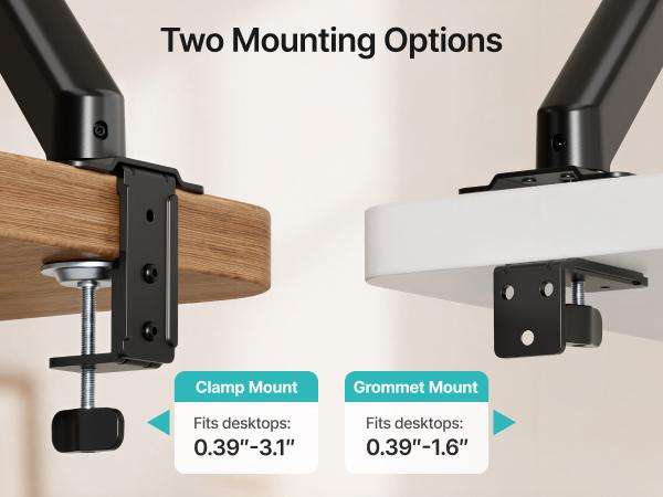PEGZONE Single & Dual Monitor Arm for Up to 32" / 19.8 lbs Screens Gas Spring Monitor Stand Adjustable Monitor Mount with Clamp and Grommet Base tiktokshopbacktoschool