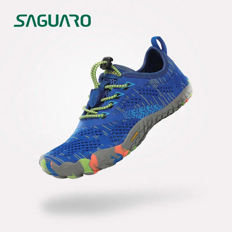 Saguaro Kids' Barefoot Leather Trainers - 3-14 Yrs, No Heel, Roomy Toes, Thick Soled, Slip Resistant, Exceptional Traction, Breathable, Casual Outdoor Adventure Athletic Shoes