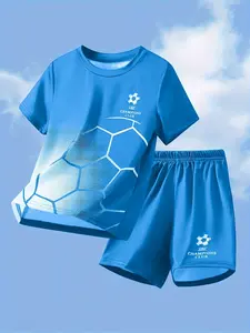 Outdoor Quick-Dry Sports Shirt, Light Blue Color, Stretch Fabric, Breathable Sweat-Wicking, Football Match Training Jersey, World Cup Uniform