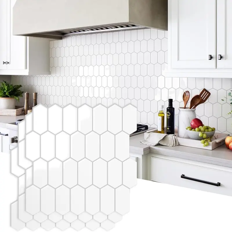 Vamos Tile 10Pcs Thicker Design Peel and Stick Backsplash Tile, Self Adhesive Vinyl Wall Tiles, Stick on Backsplash for Kitchen/Bathroom/RV Interior