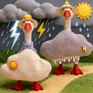 2 Sets Weather Themed 7-Inch Desk Goose Outfits - Soft Plush Clothes for Magnetic Desktop Goose Statues | Home Office Table Decor Spring Holiday Party Photo Props (Goose Not Included)