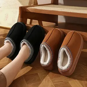 Women's Fuzzy Cozy Slippers Genuine Suede Indoor Outdoor Fluffy Home Comfy Winter Slip On Cute Warm Memory Foam Furry Shoes FuzzyEasy