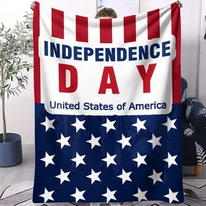 Independence Day Print Blanket, Facecloth Blanket, Red, White and Blue As The Core Color Scheme and Bright Colors, Both Practical and Commemorative, Suitable for Sofa, Bedroom and Travel, All Seasons