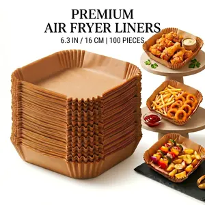 100 disposable non-stick air fryer paper trays, 6.3 inches/16 cm, thick square silicone baking paper, oil-resistant baking supplies suitable for small 3–5 quart air fryers and oven baking, home baking supplies, kitchen accessories, TikTok Shop