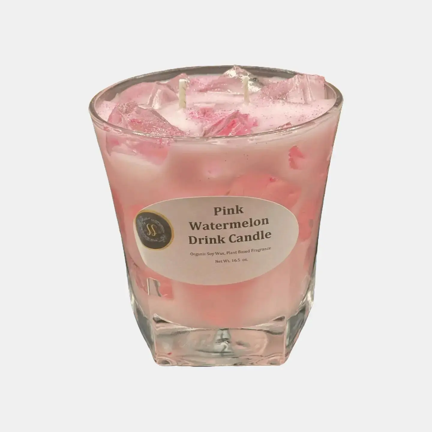 Pink Watermelon Drink Candle – Realistic Drink Candle | 12 oz Soy Gel Wax | Sweet Fruity Scent | Hand-Poured | Summer Candle | Fun Gift Id