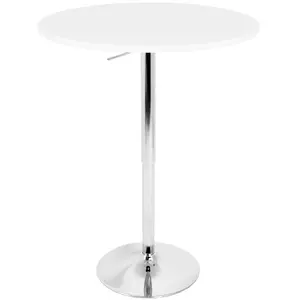 Dreamzon Elia Modern Hydraulic Lift Bar Table - White, Adjustable Height, Extendable, Metal Base, Wooden Top, 100 lbs Capacity, Assembly Required, Indoor Party Use, by LumiSource