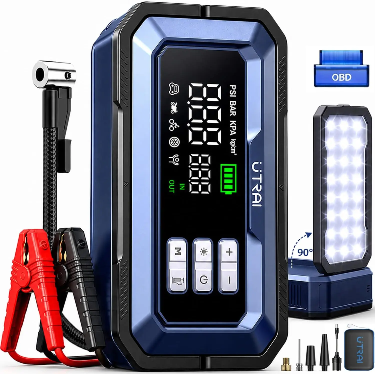 YaberAuto Jump Starter YA60 8000A 65W Fast Charging (All Gas/12.0L Diesel) Portable Car Battery Jump Starter Pack, Jump Box Car Battery Jumper Starter Portable Jumper Cables, 150W DC, 600LM Lights,26800mAh, LCD intelligent screen, LED lights