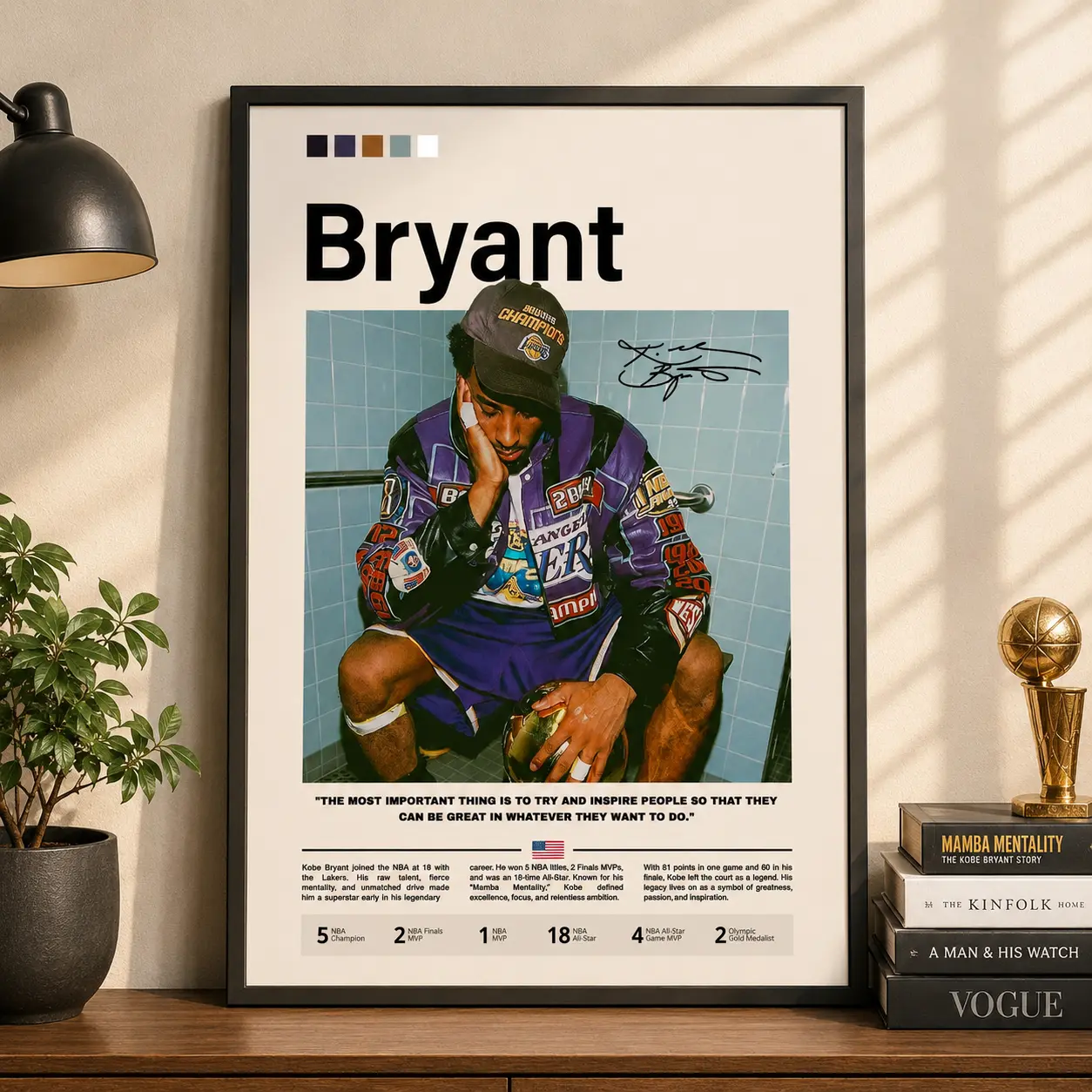 Kobe Bryant Lakers Poster |   Basketball Legend Wall Art for Bedroom, Office & Gaming Room Homedecor