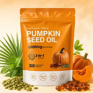 Natural Saw Palmetto & Pumpkin Seed Oil Dietary Supplement 1000mg - 300 Softgels (100-Day Supply), Cold-Pressed Pure Virgin Oil for Hair & Nail Care, Non-GMO Gluten-Free Daily Capsules