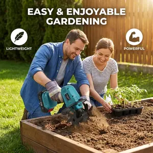 LANDLOGGER 20V Cordless Electric Tiller Cultivator, 5.0Ah Battery Powered Garden Rototiller, 235 RPM Handheld Tiller with 6.6" Working Depth for Gardening, Soil Cultivation & Weeding