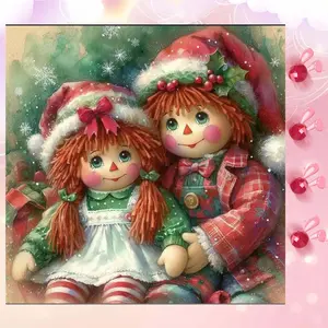 5D DIY Full Drill Round Diamond Painting - Diamond Art Kit Christmas Doll Mosaic, Canvas - DIY Decorative Painting, Home Wall Decor, Handicraft, Suitable for Halloween and Christmas, Birthday and Anniversary Gifts