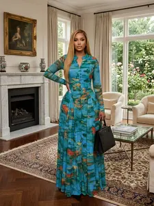 WENRY Women's Elegant Floral Long Sleeve Maxi Dress - Womenswear for Evening Parties