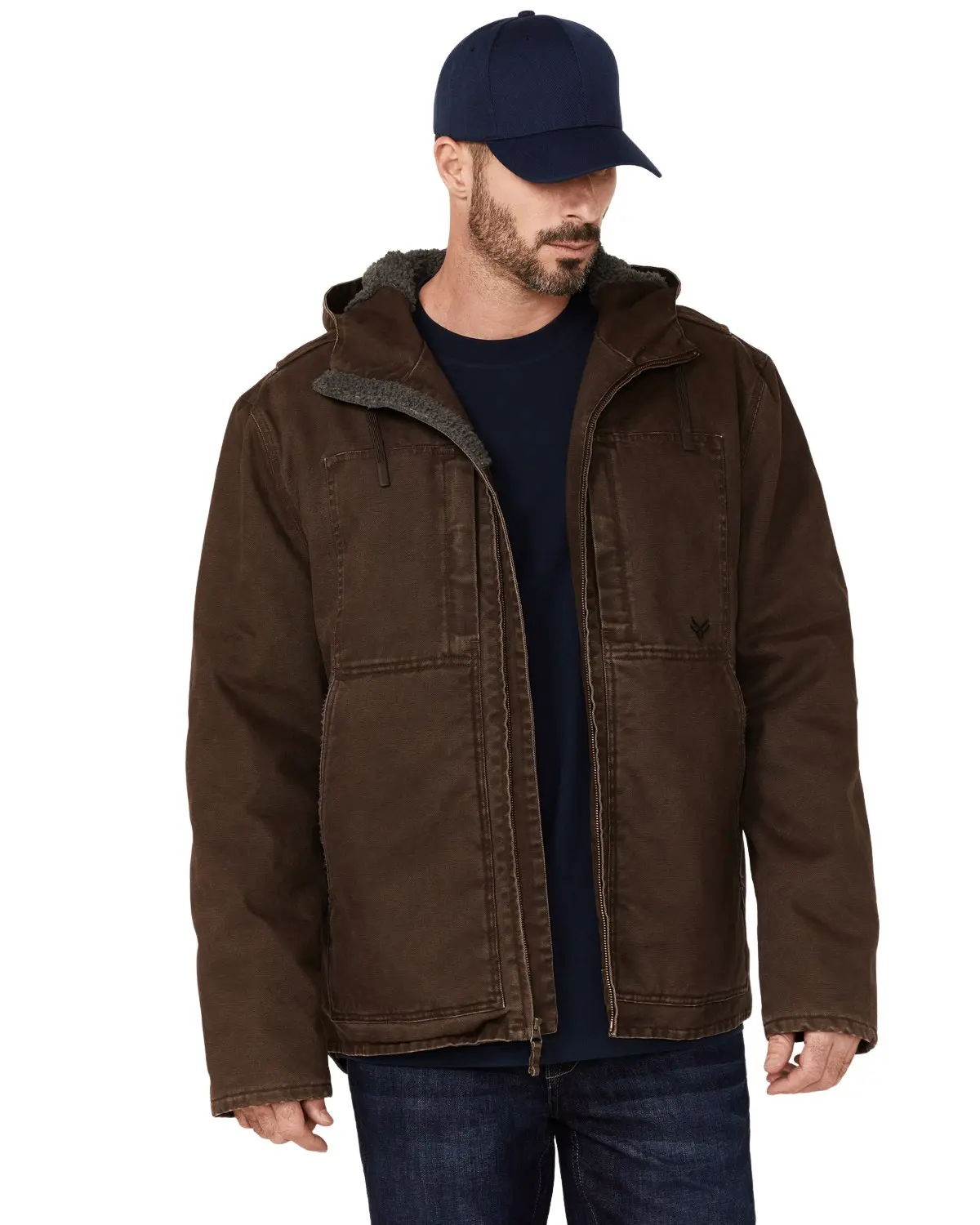Hawx Men's Men'S Castile Weathered Duck Hooded Zip-Front Insulated Work - Hxfa21o10-Brown