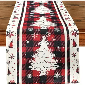 Buffalo Plaid Christmas Tree Table Runner, Red, 13x72 Inch