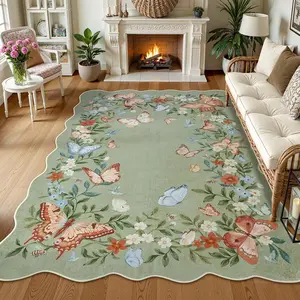 Bohemian Vintage Floral Area Rug for Living Room and Bedroom, Pet Friendly Washable Soft Plush Carpet, Non-Slip Indoor Mat for Dining Room and Hallway, Boho Floral Rug
