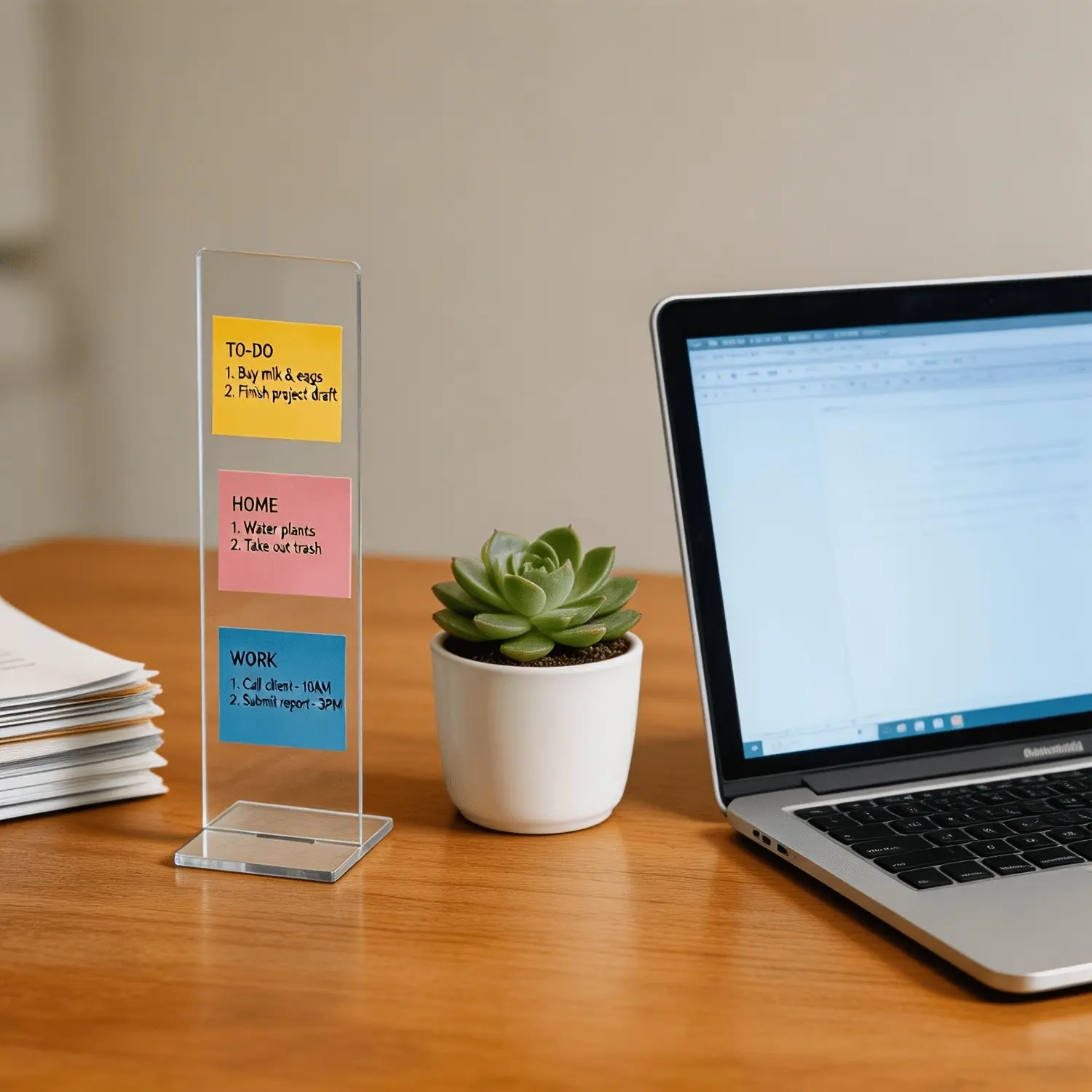 Detachable Transparent Acrylic Memo Board with Stand, Computer Screen Clip, Message Board, Office Desk Accessory, Work Organizer, Office Accessories, Two Colors Available