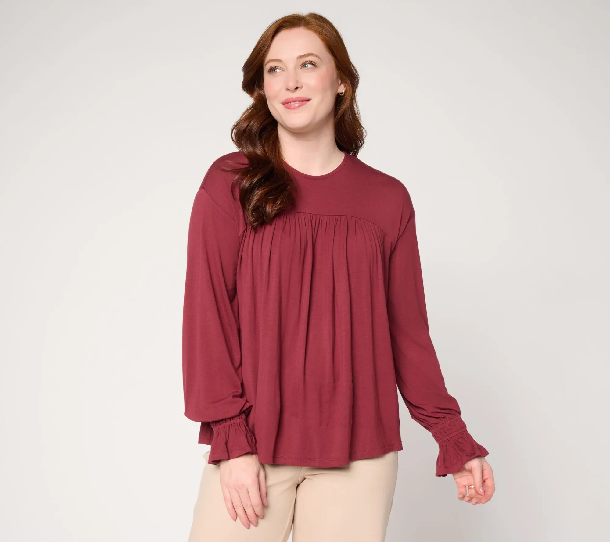 Me by Jennie Garth Buckingham Knit Blouse with Shirring
