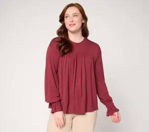 Me by Jennie Garth Buckingham Knit Blouse with Shirring