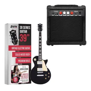 LyxPro 39” SB Series Electric Guitar, LP Style for Beginner, Intermediate & Pro Players Solid Body Guitar, Bonus 2-Pack of Picks - Amp 20 Watt Amplifier Built in Speaker Headphone Jack and Aux Input