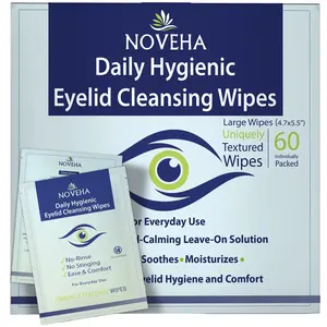 NOVEHA Daily Hygienic Eyelid & Lash Wipes | Individually Wrapped Cleansing Eyelash Wipes - For Blepharitis & Itchy Eyes, Demodex and Natural Makeup Remover & Daily Cleanser